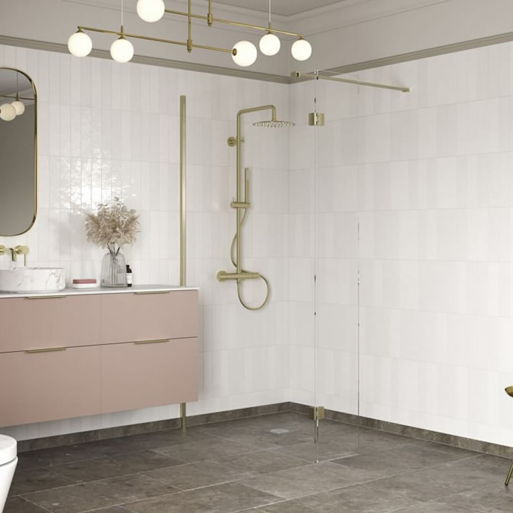 Apex 1200mm Brushed Brass 8mm Wetroom Screen